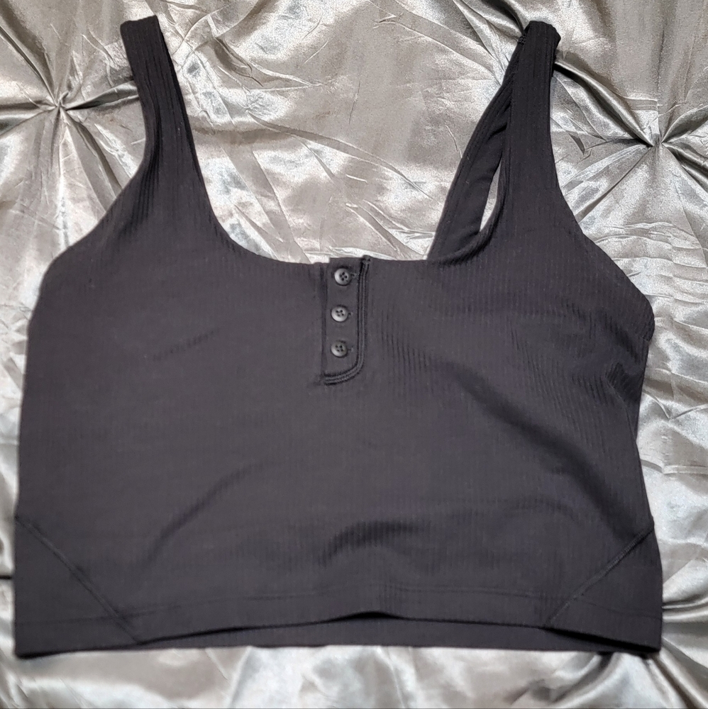 Lululemon Align Ribbed Henley Tank Top Black Size 8